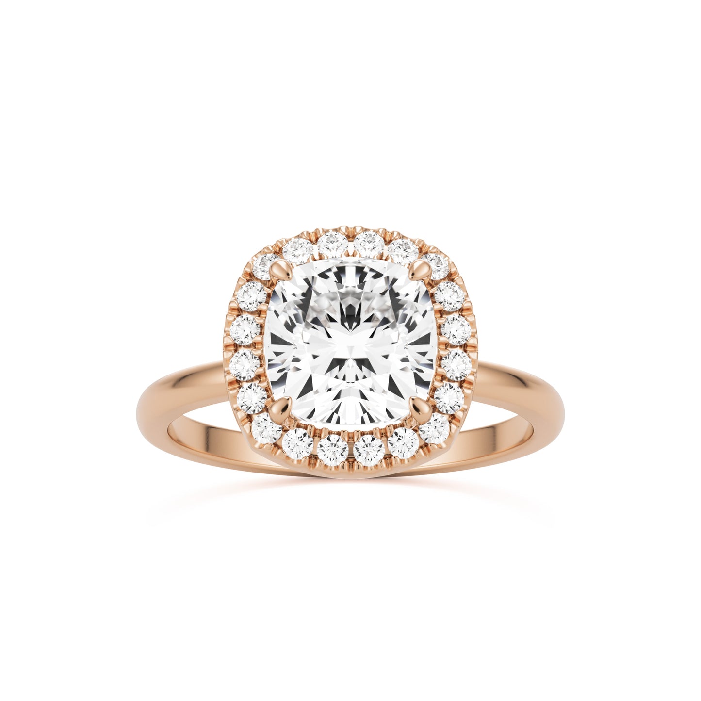 cushion halo 14k rose gold