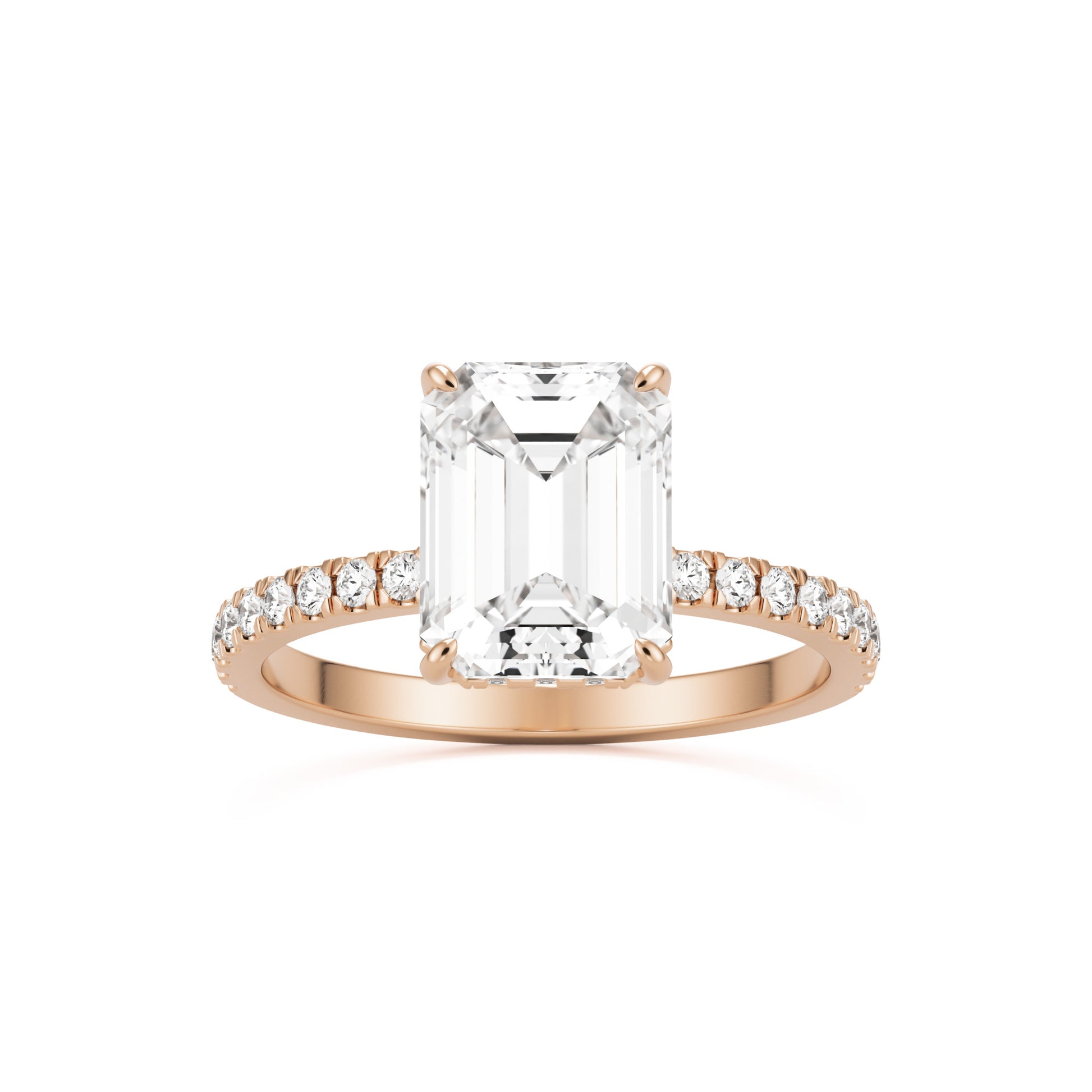 emerald hidden halo pavé 14K rose gold