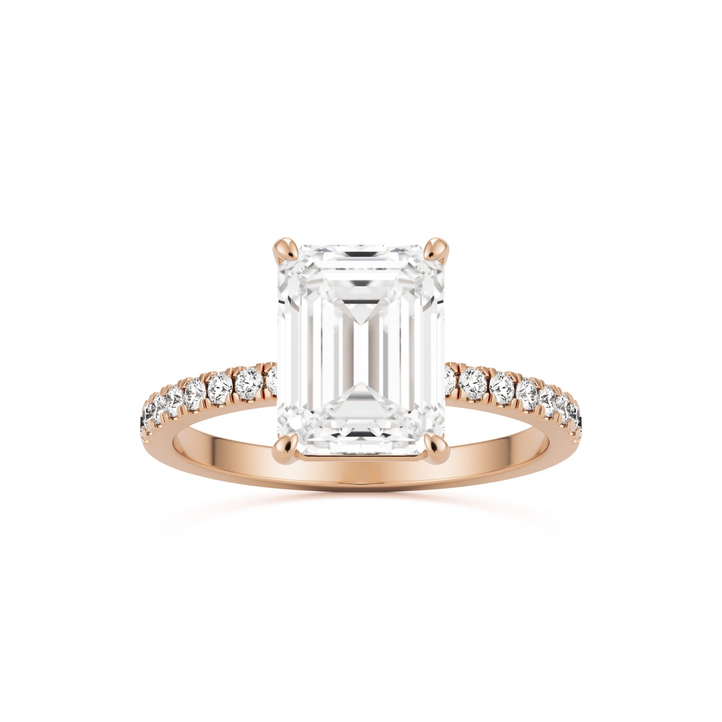 emerald solitaire pave 14k rose gold