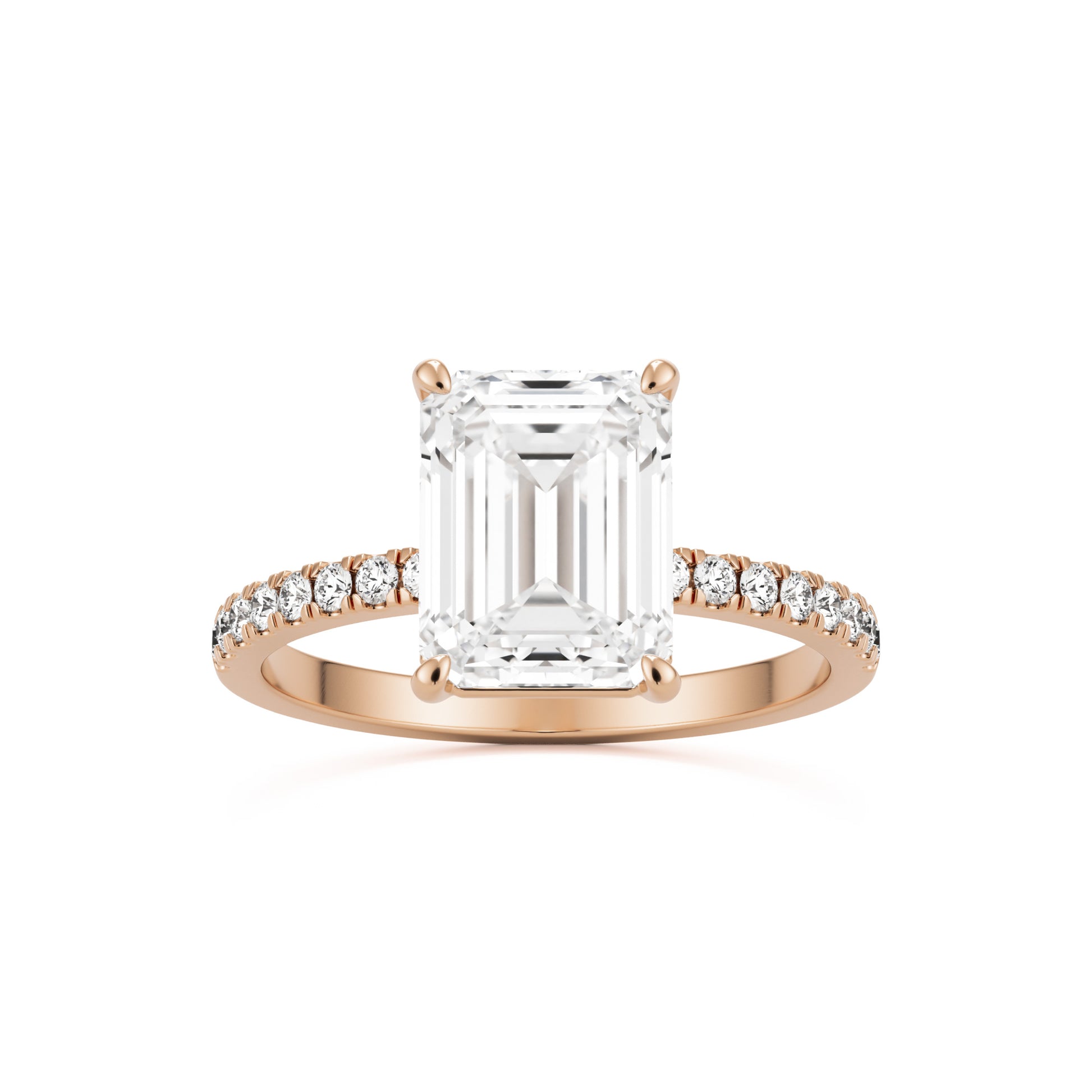 emerald solitaire pave 14k rose gold