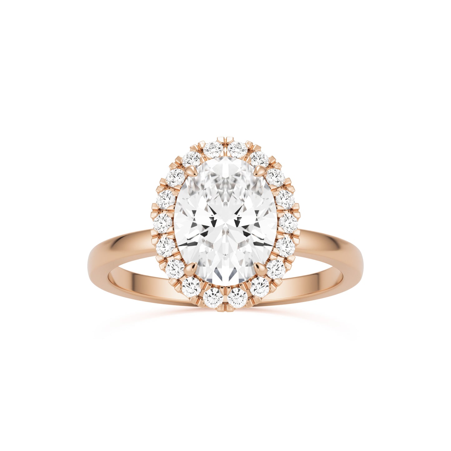 oval solitaire halo 14k rose gold