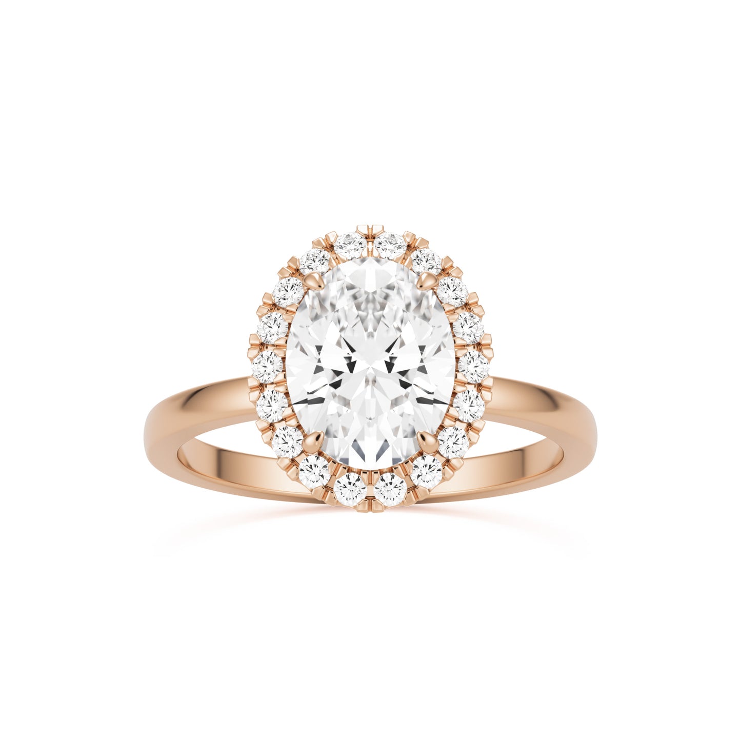 oval solitaire halo 14k rose gold