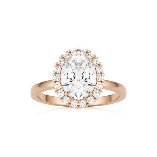 oval solitaire halo 14k rose gold