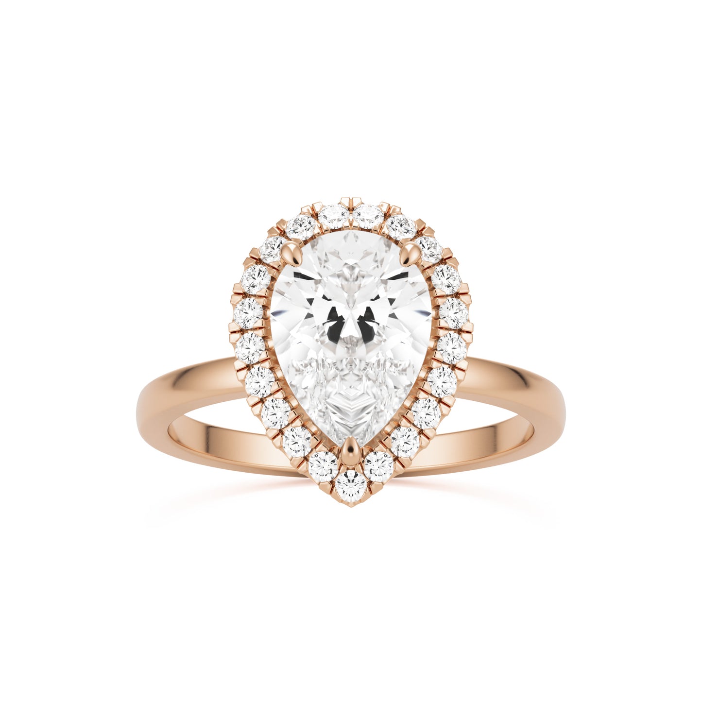 pear halo 14k rose gold