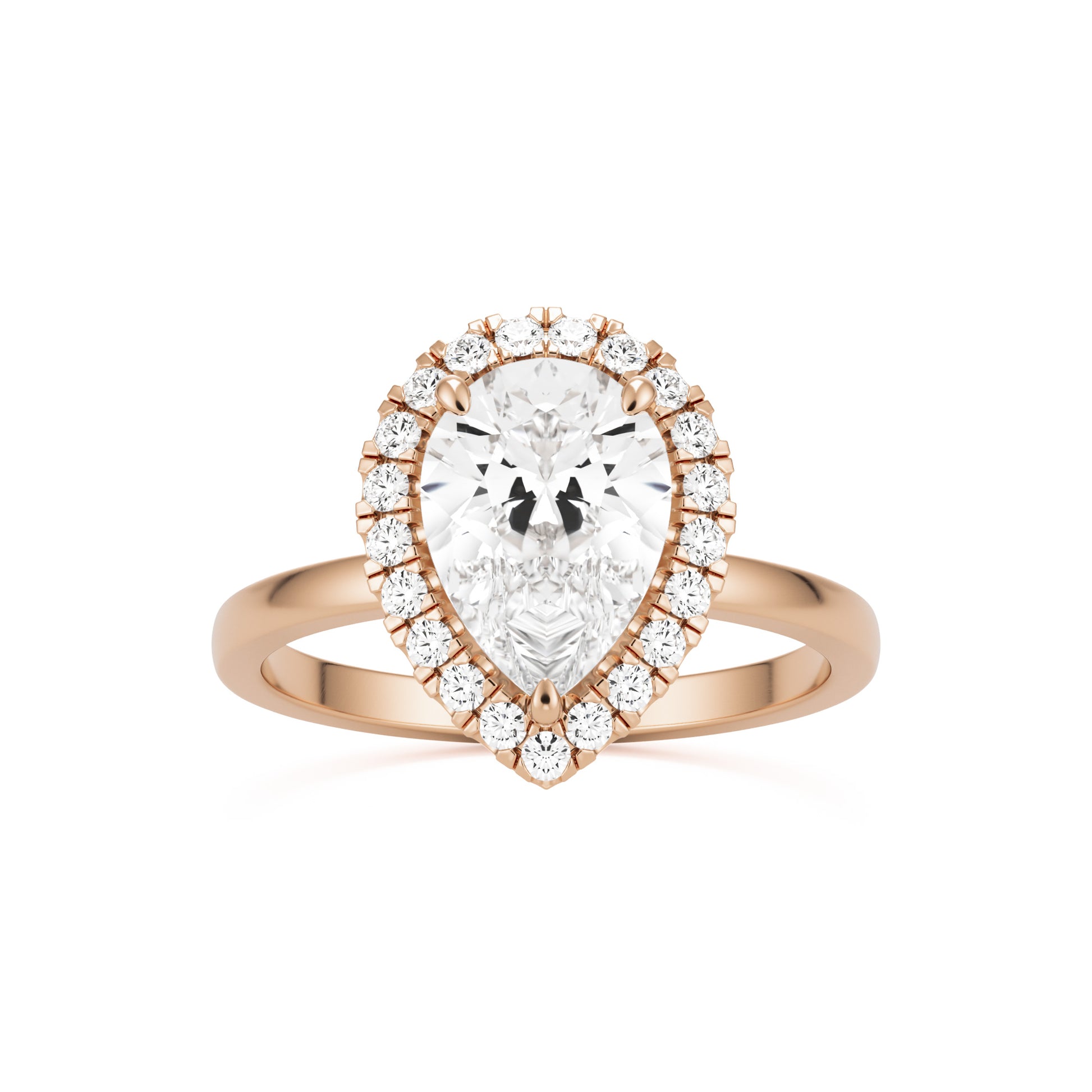 pear halo 14k rose gold