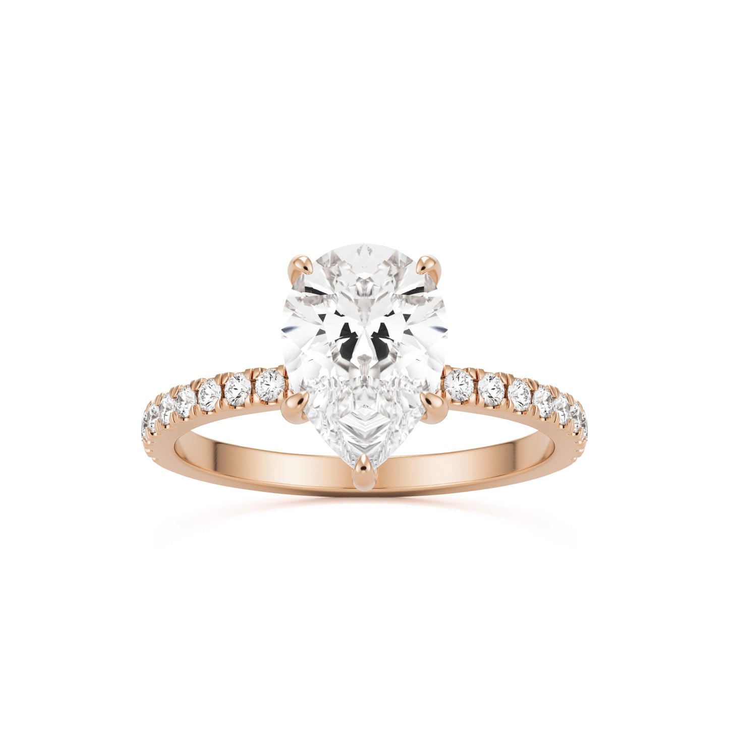 pear hidden halo pavé 14k rose gold