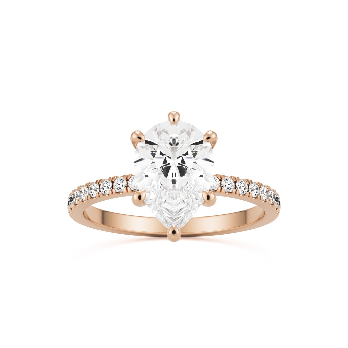 pear solitaire pavé 14k rose gold