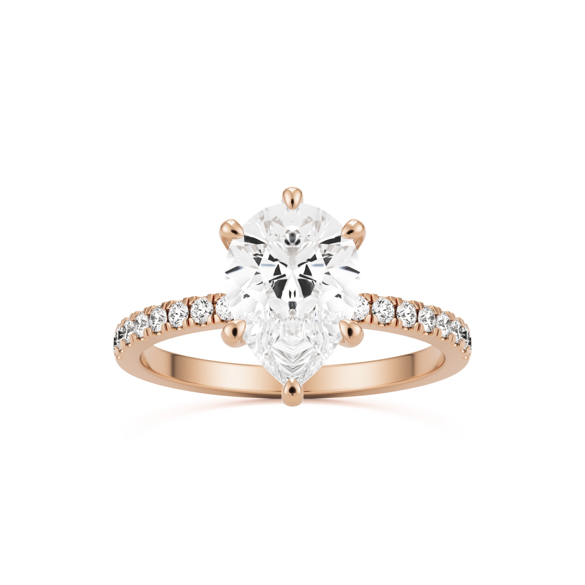 pear solitaire pavé 14k rose gold