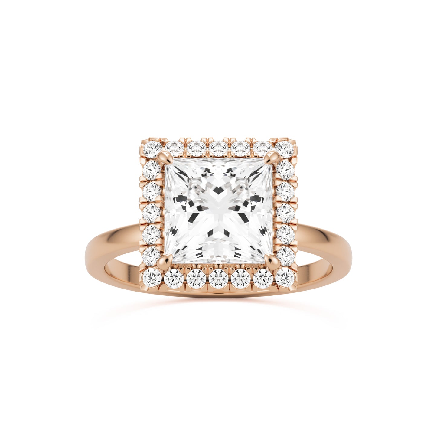 princess halo 14K rose gold