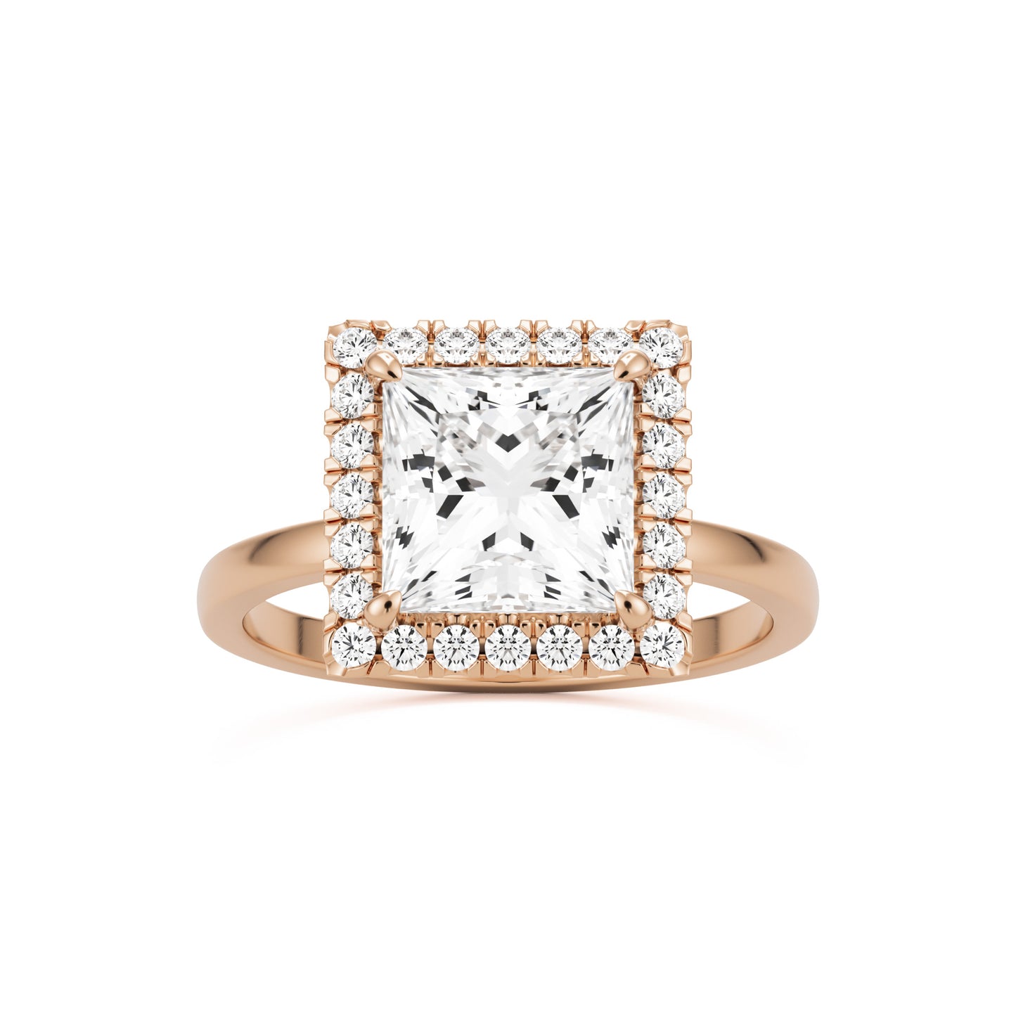 princess halo 14K rose gold