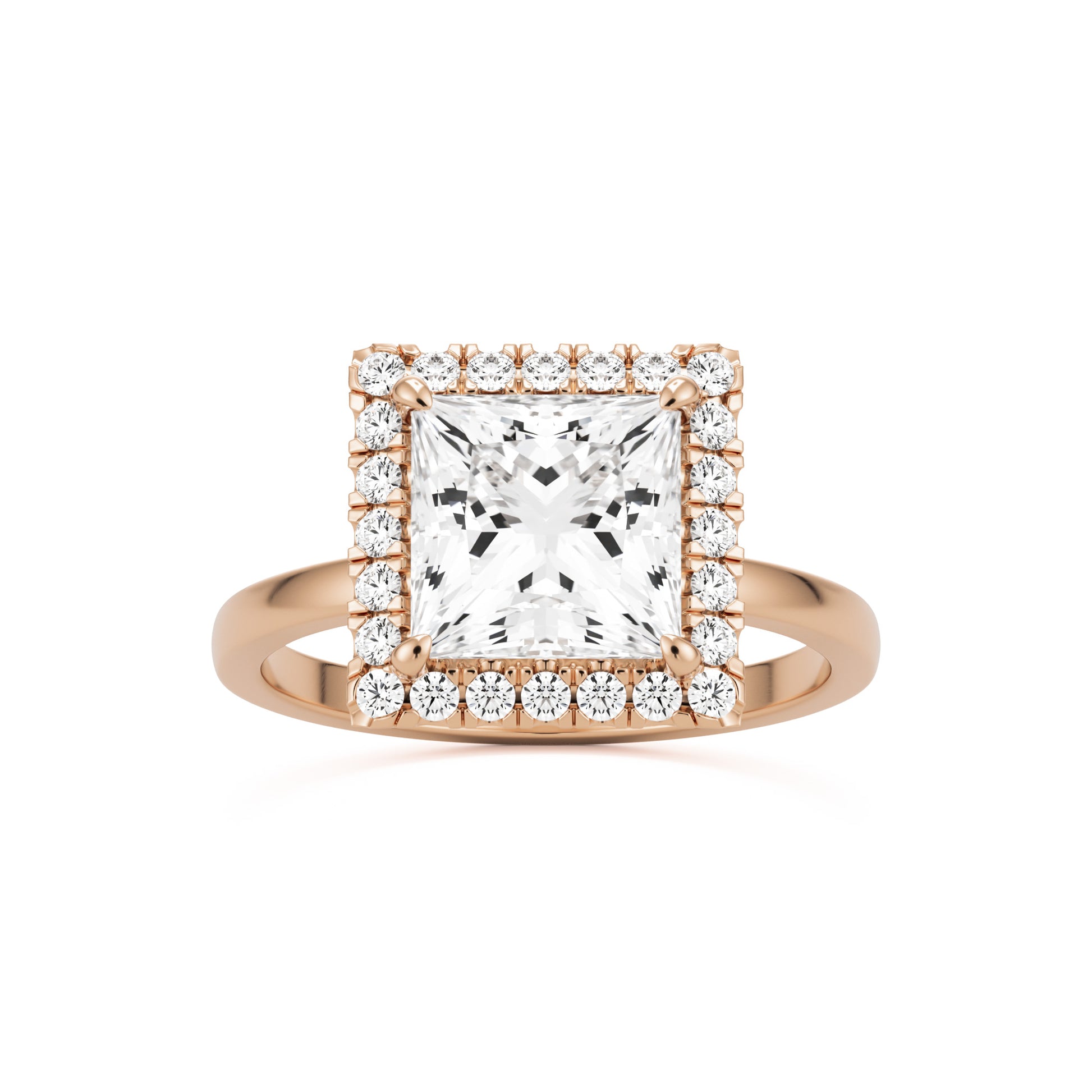 princess halo 14K rose gold