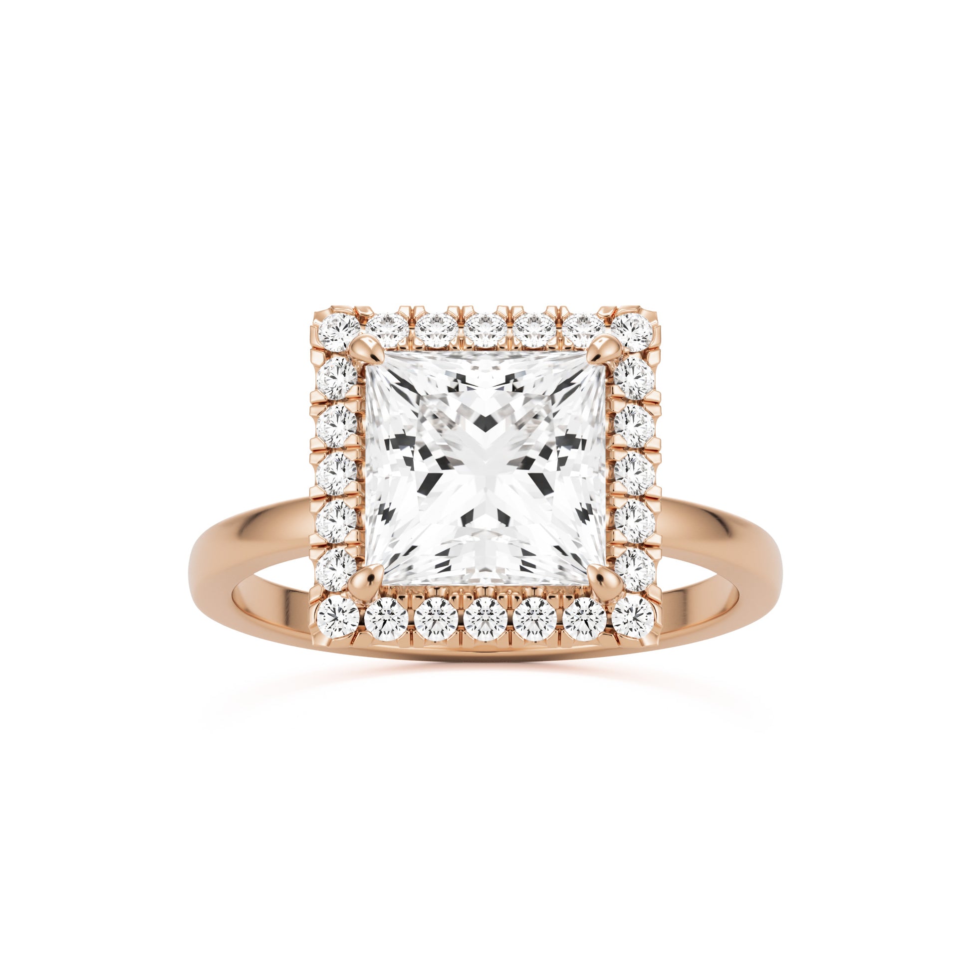 princess halo 14K rose gold