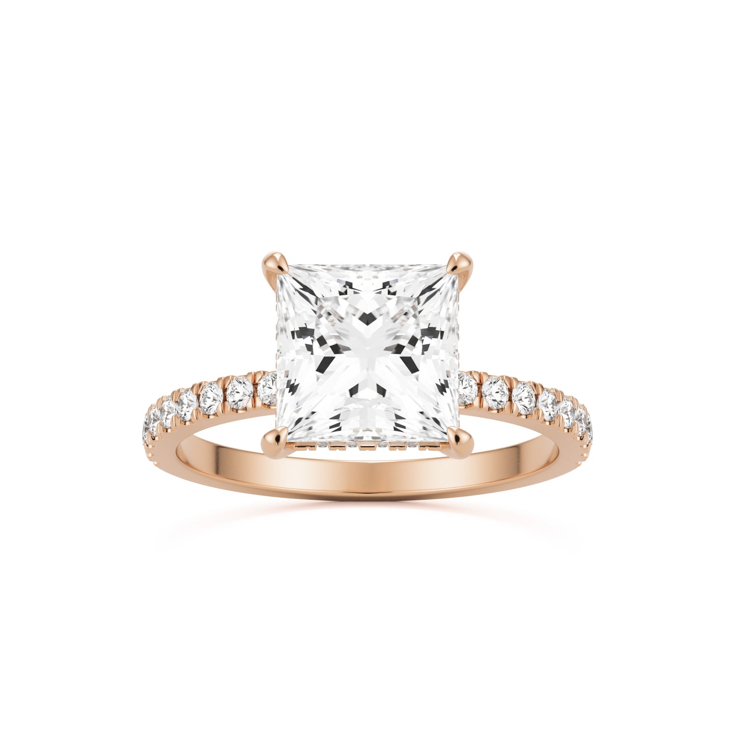 princess hidden halo pavé 14K rose gold