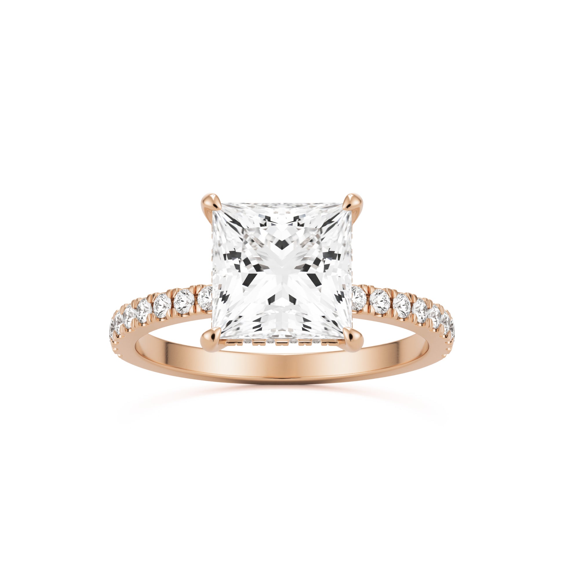 princess hidden halo pavé 14K rose gold