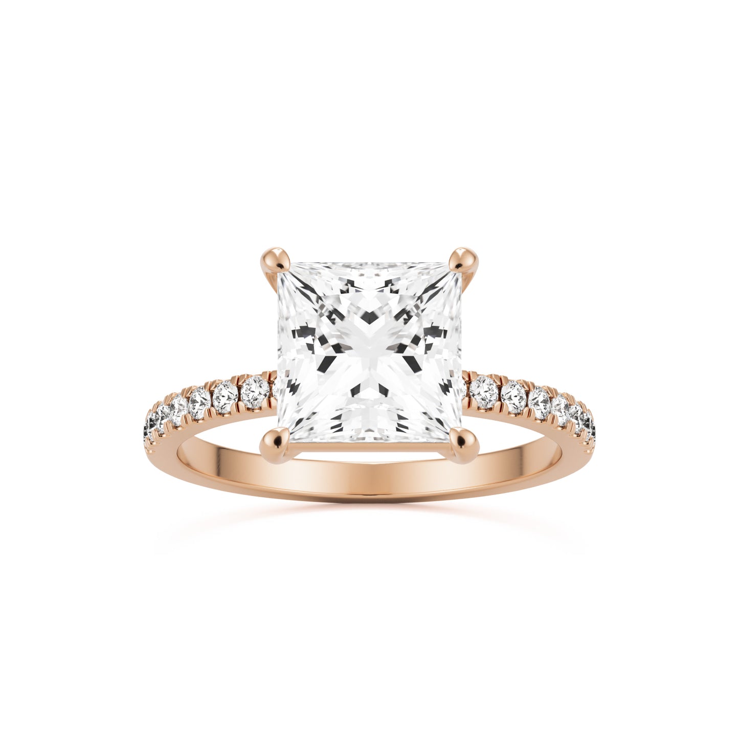 princess solitaire pavé 14k rose gold