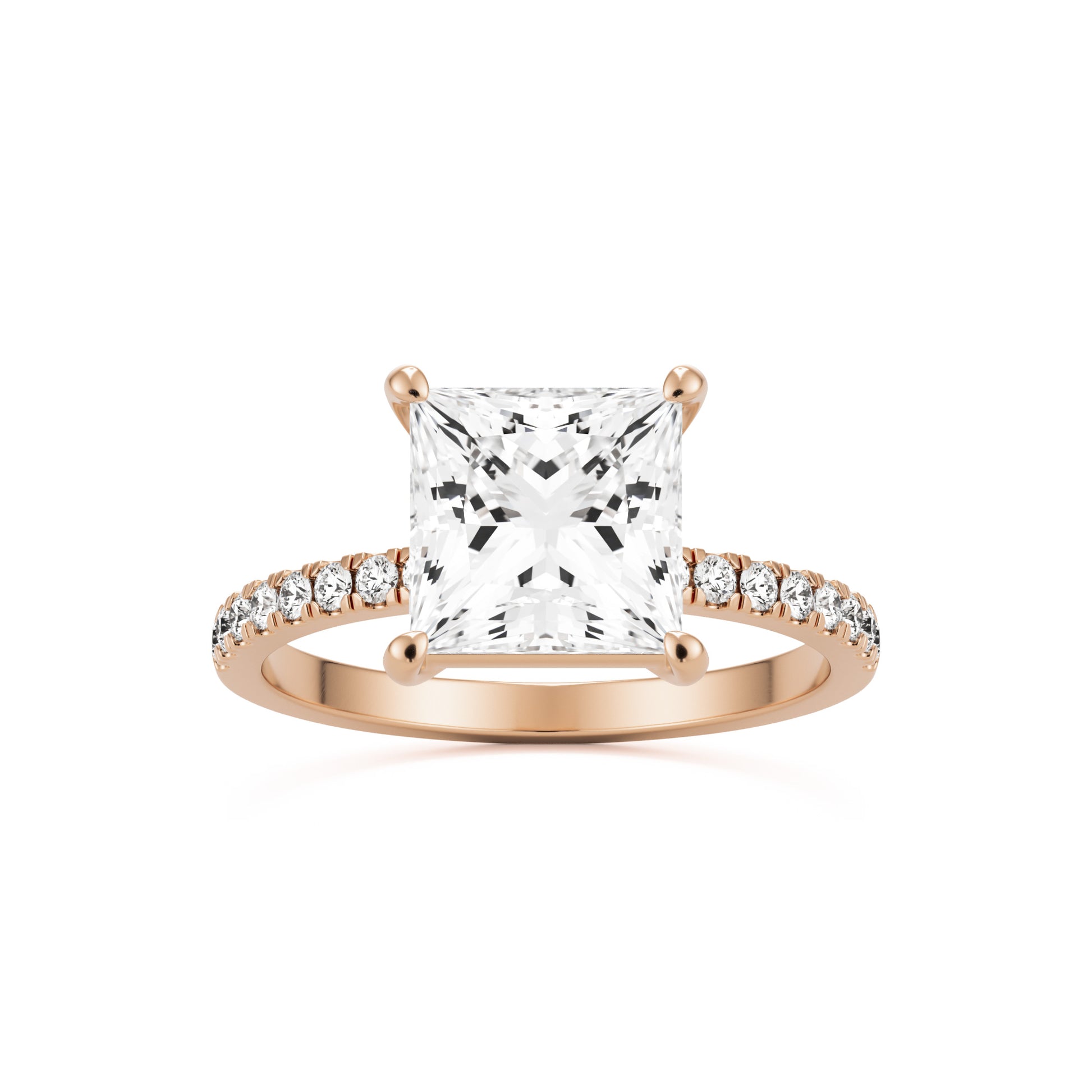 princess solitaire pavé 14k rose gold