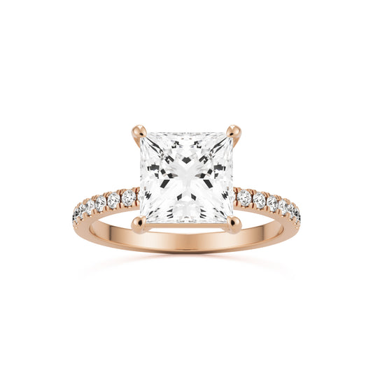 princess solitaire pavé 14k rose gold