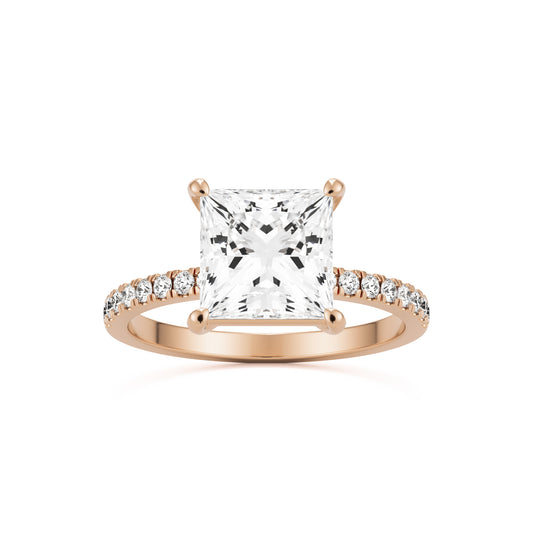 princess solitaire pavé 14k rose gold