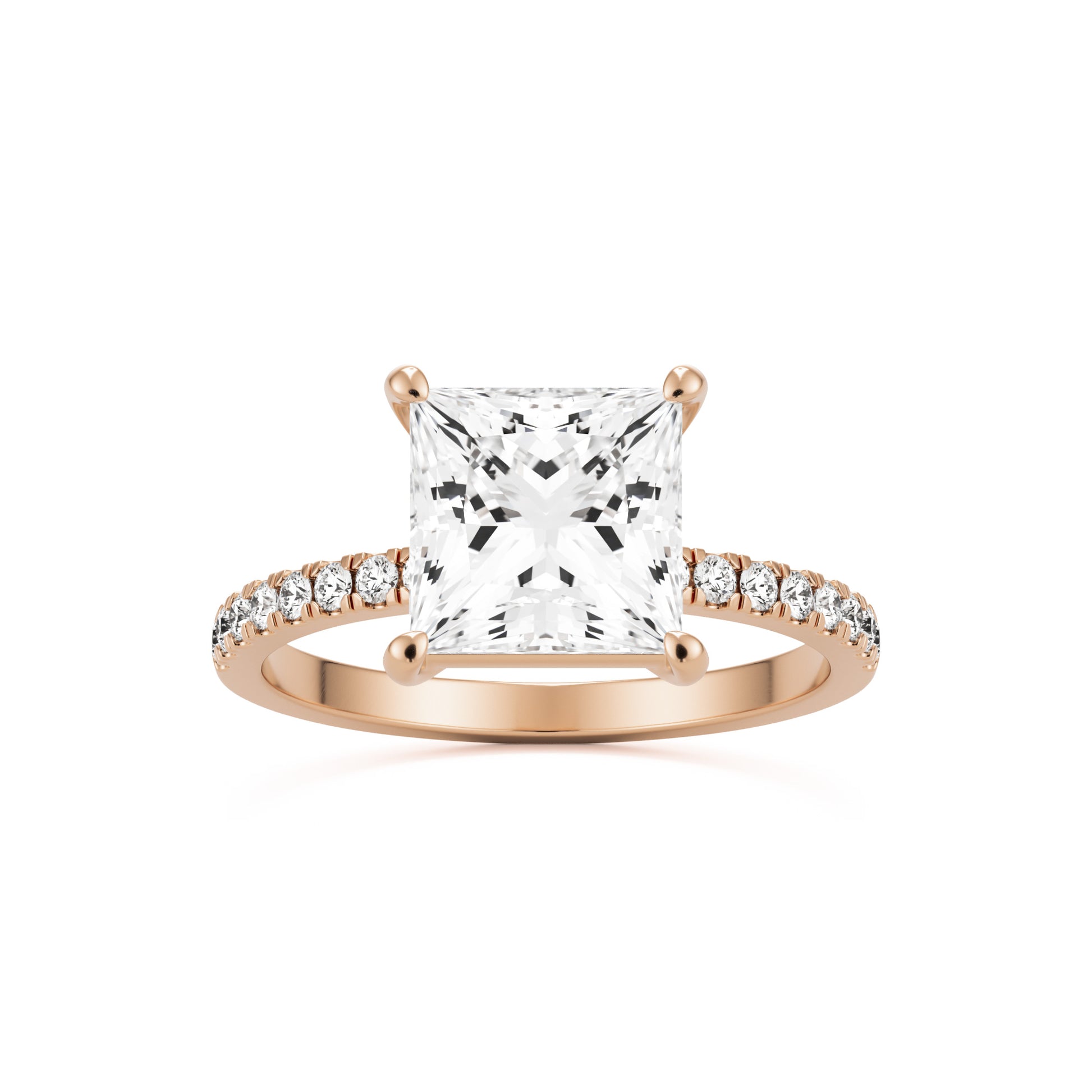 princess solitaire pavé 14k rose gold