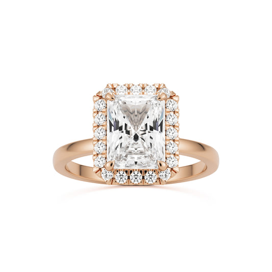radiant moissanite halo 14k rose gold