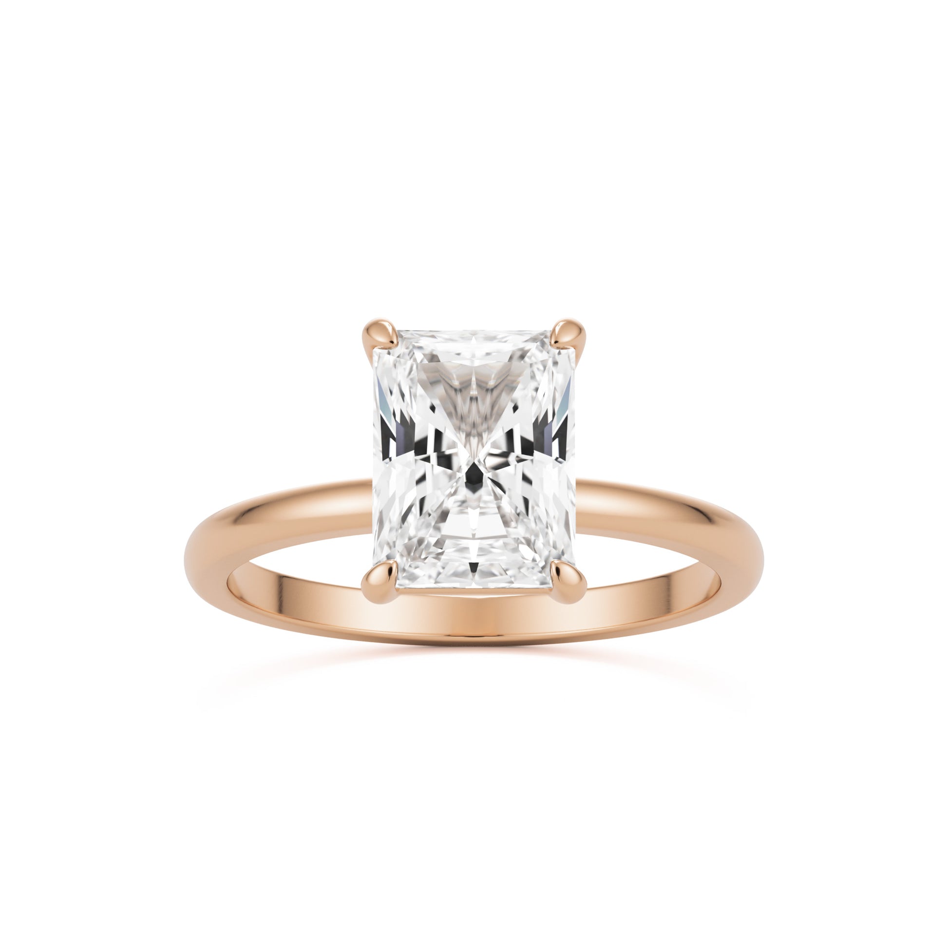 radiant moissanite plain 14k rose gold