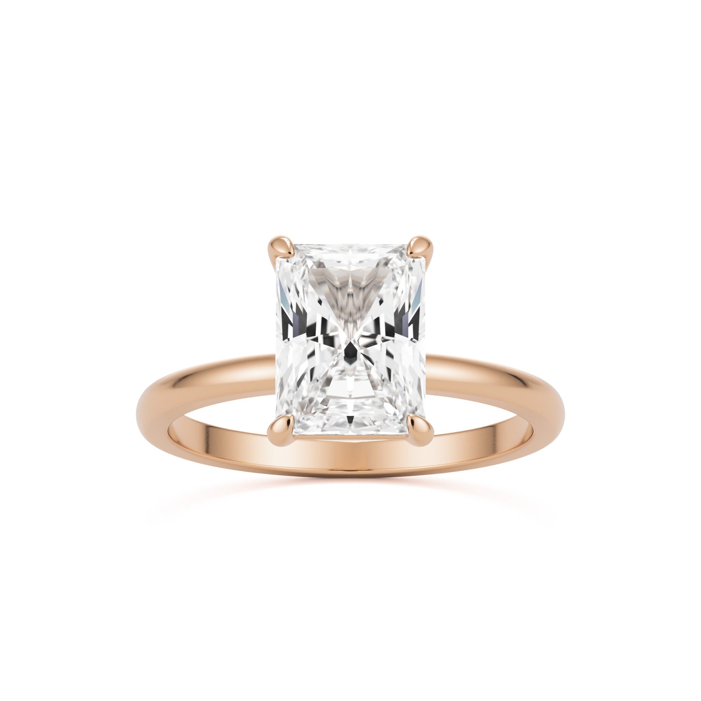 radiant moissanite plain 14k rose gold