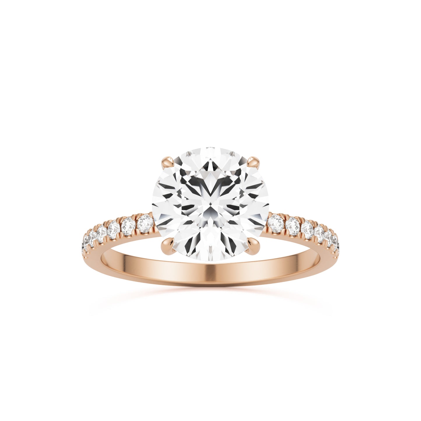 round solitaire hidden halo 14K rose gold