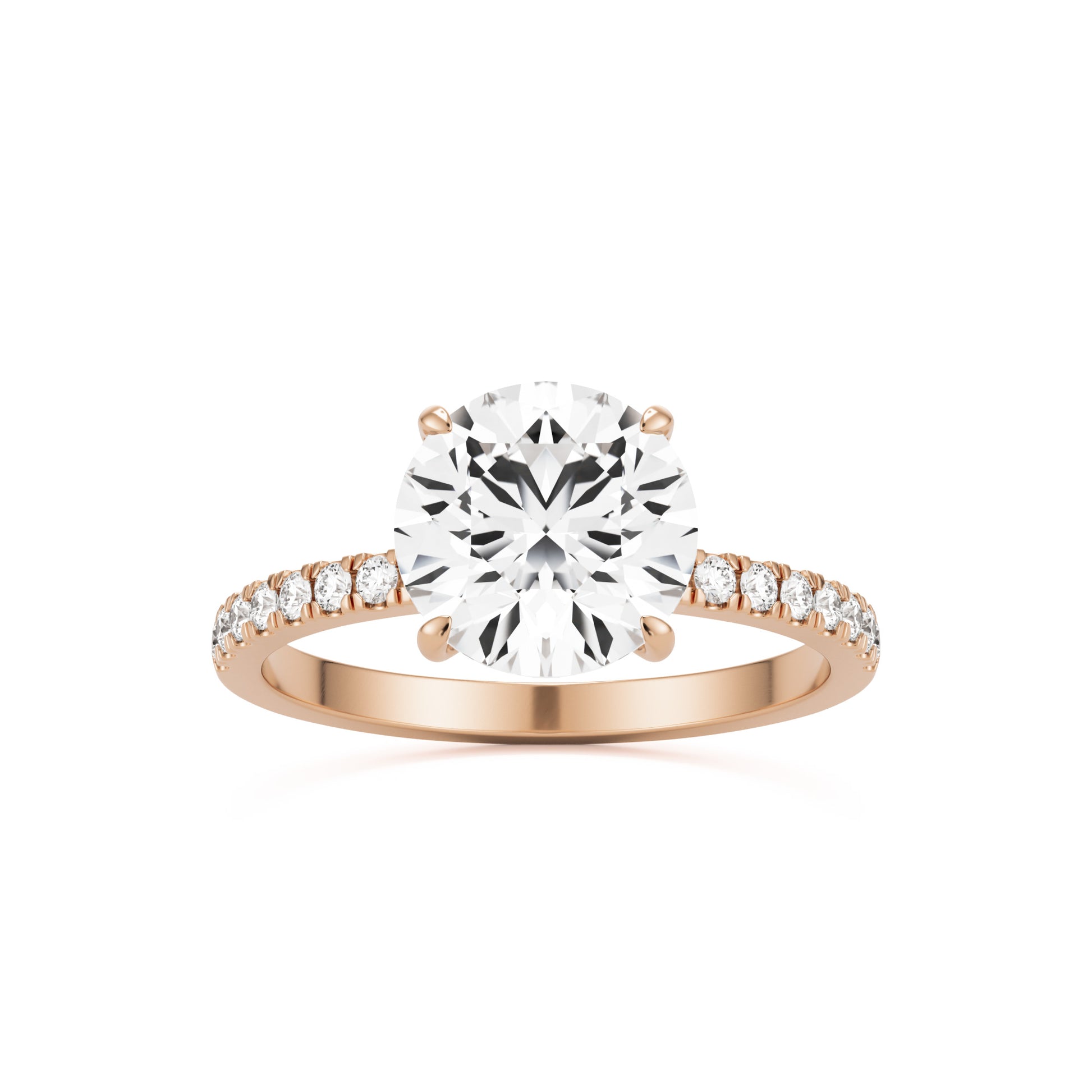 round solitaire hidden halo 14K rose gold