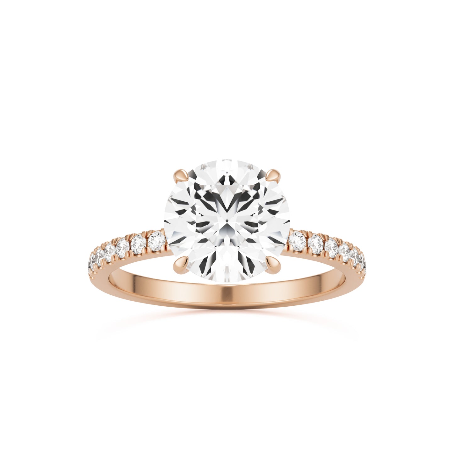 round solitaire pavé 14k rose gold