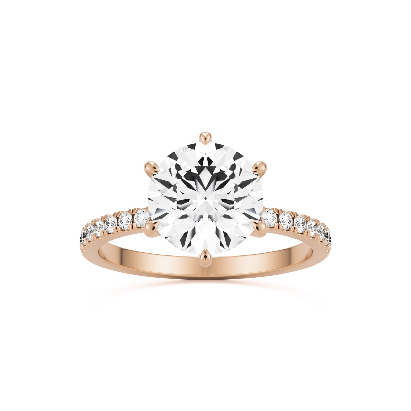 round solitaire pavé 14k rose gold