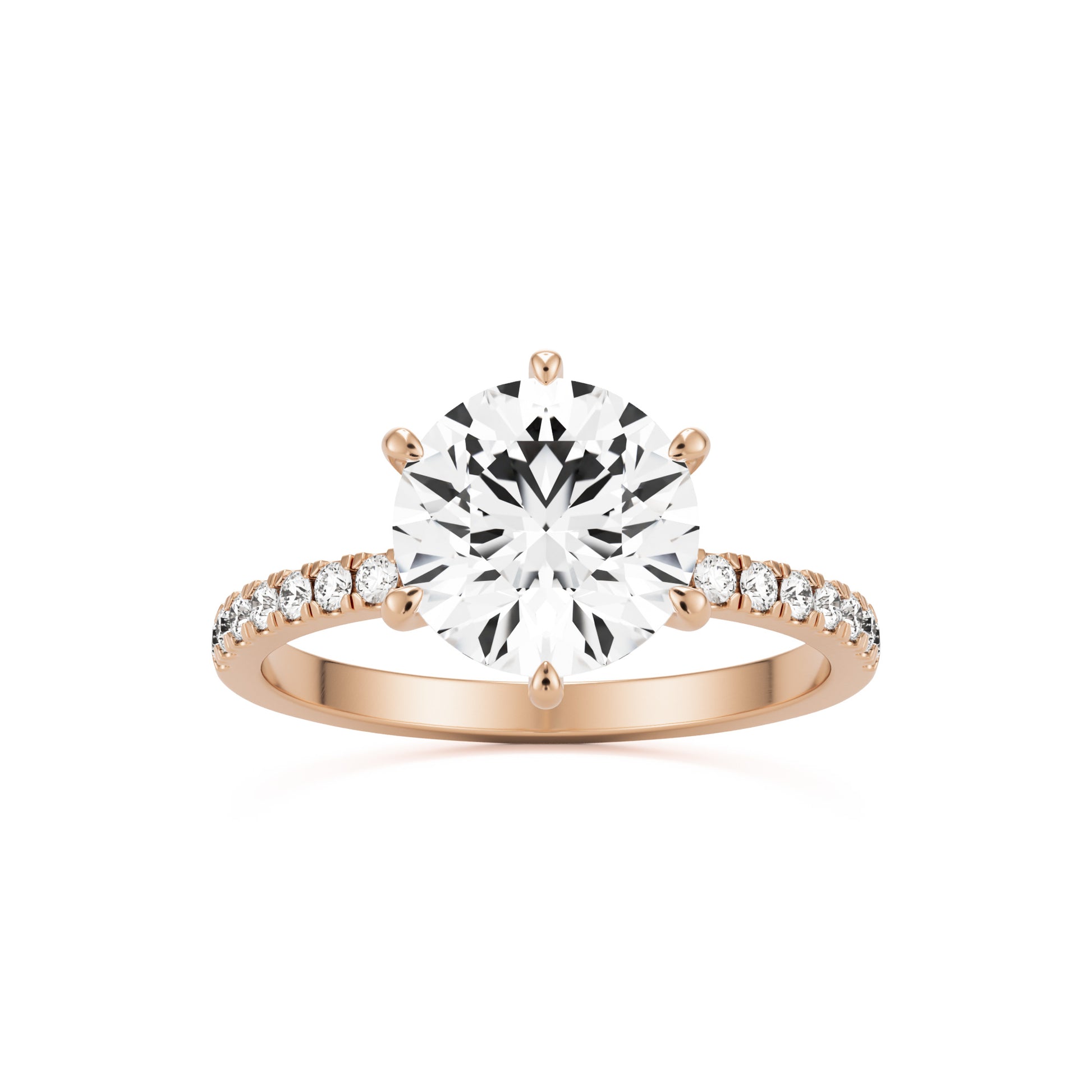 round solitaire pavé 14k rose gold