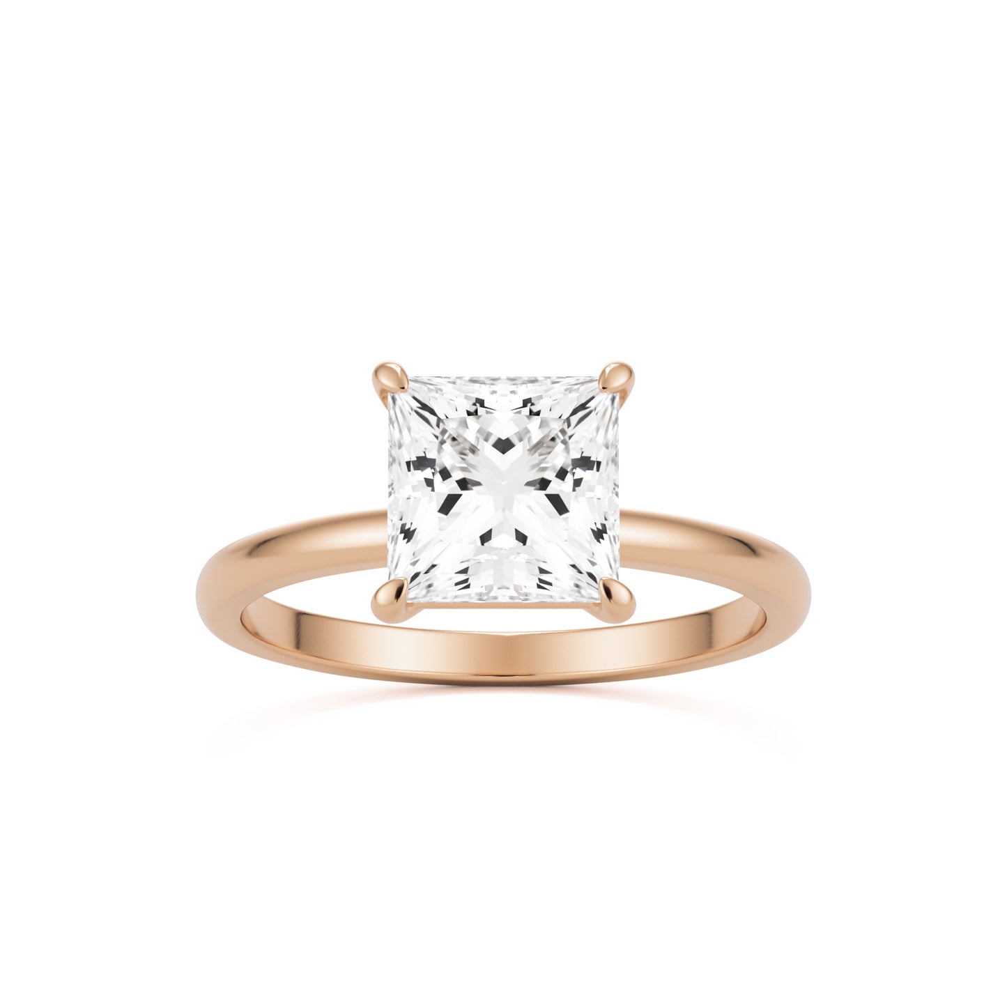 square moissanite plain 14k rose gold