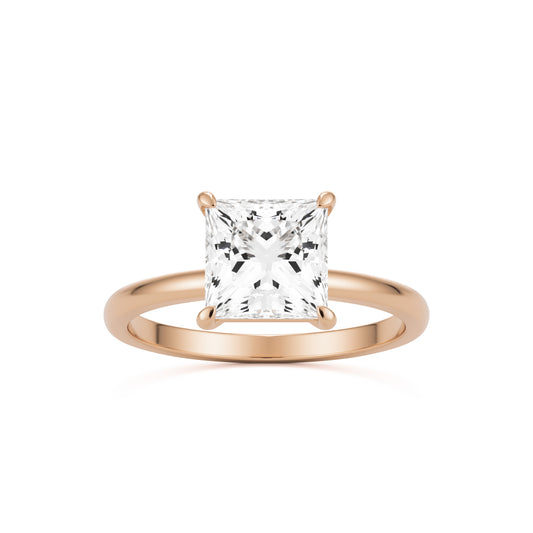 square moissanite plain 14k rose gold