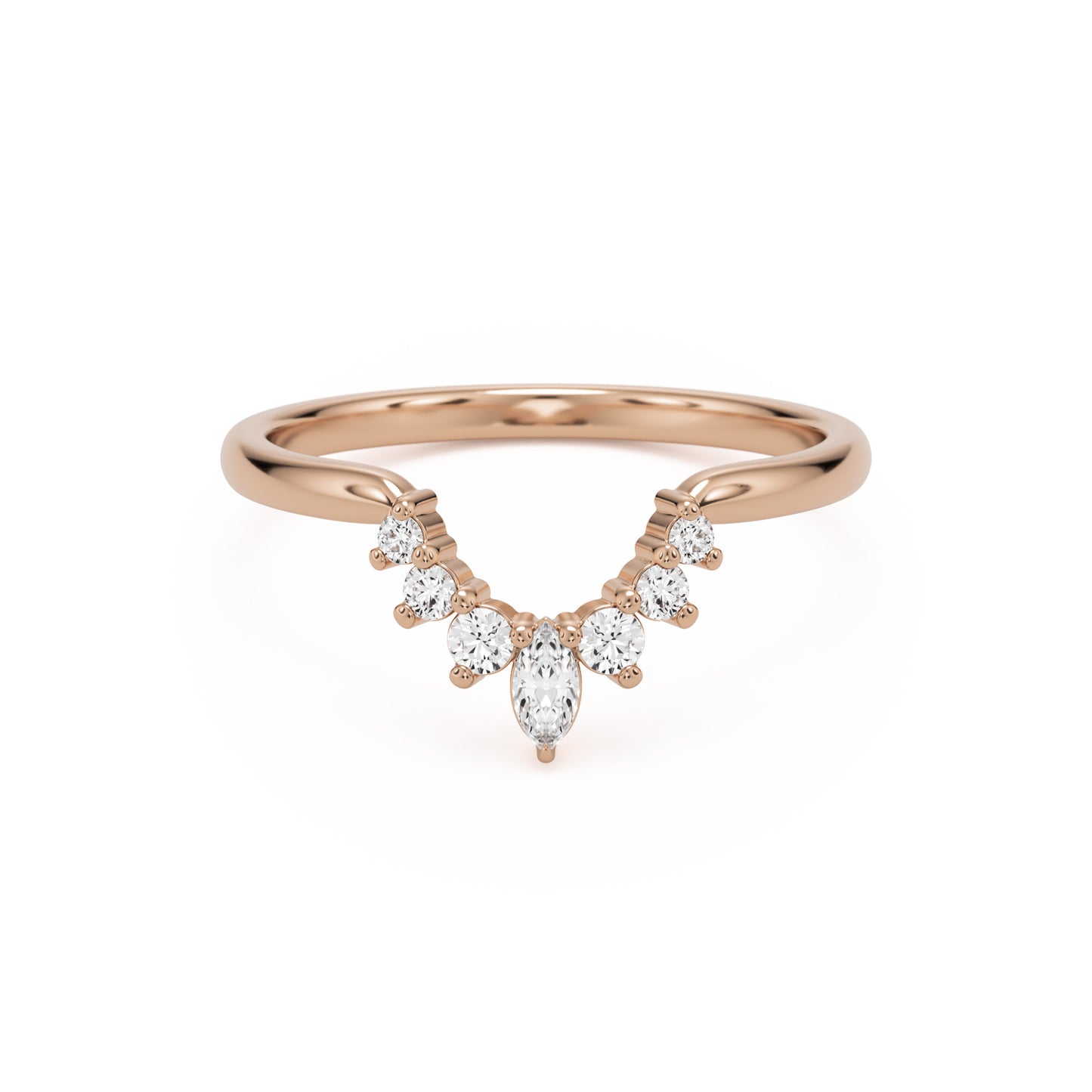 the marquise tiara wedding band 14k rose gold