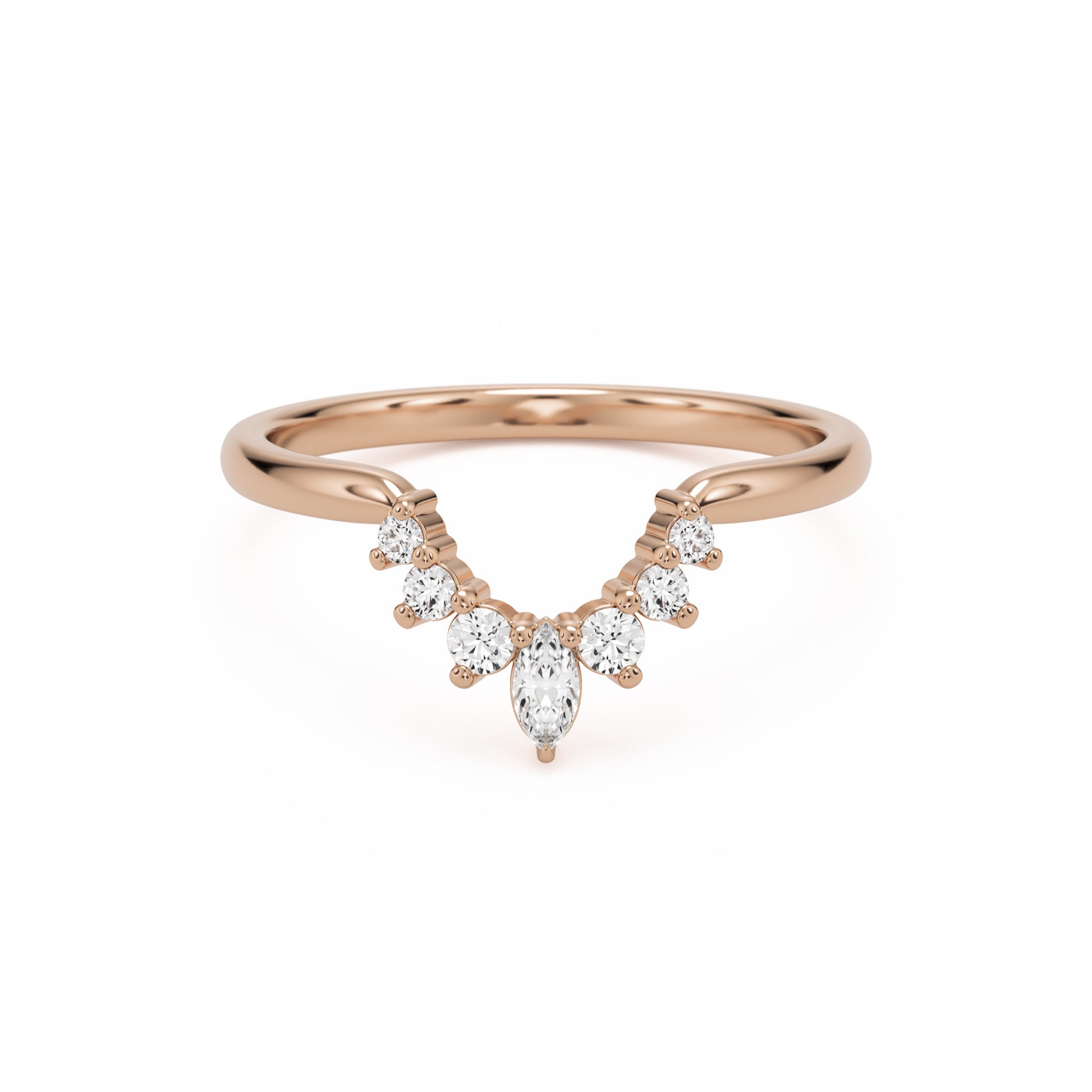 the marquise tiara wedding band 14k rose gold
