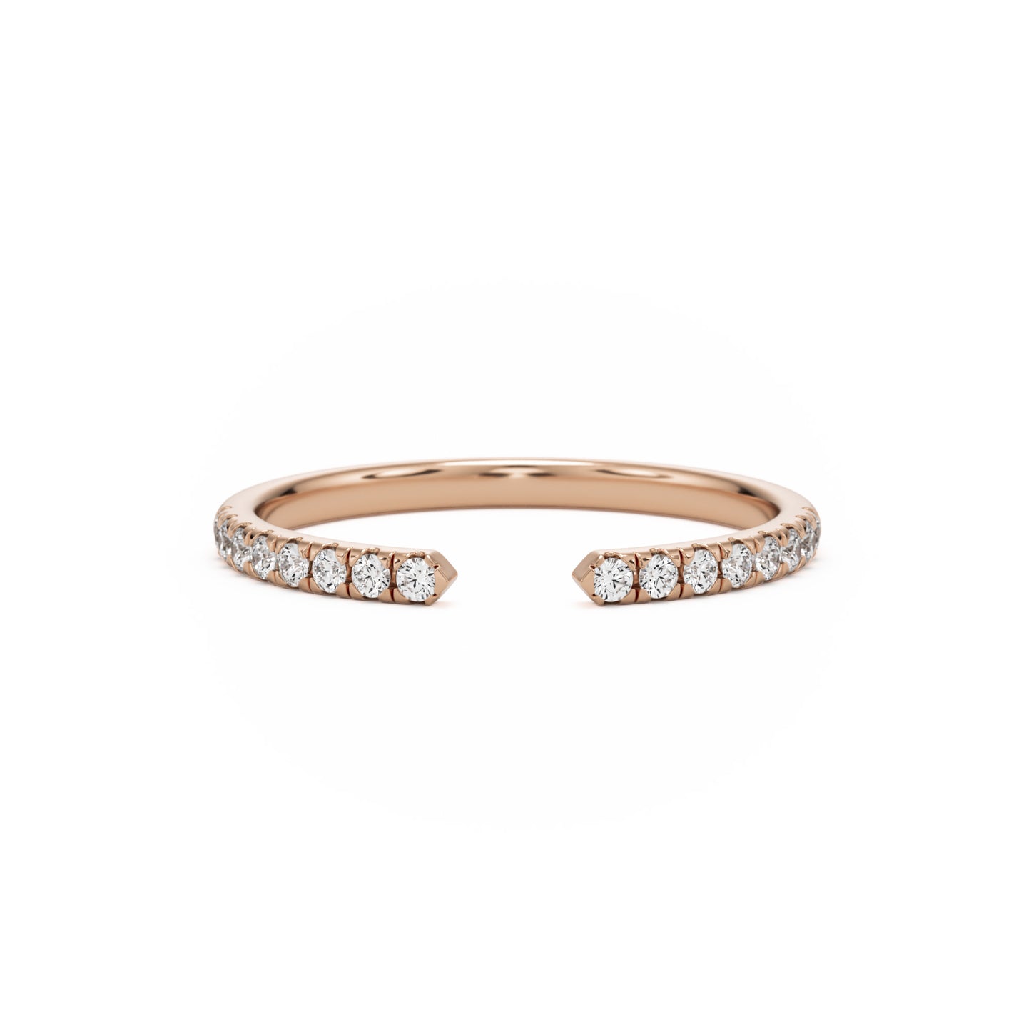 open pave 14k rose gold