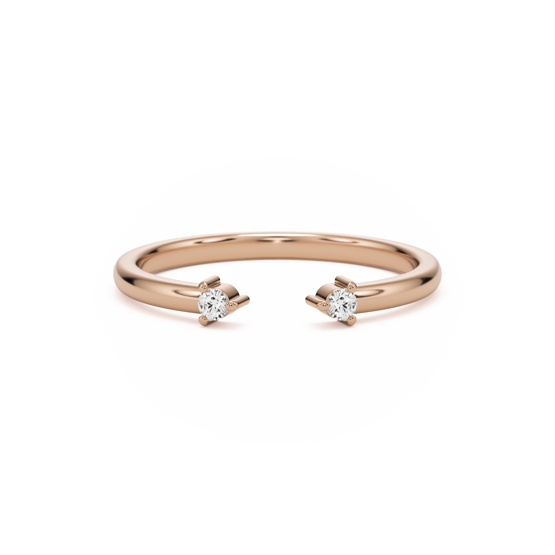 the open two stone wedding band 14k rose gold