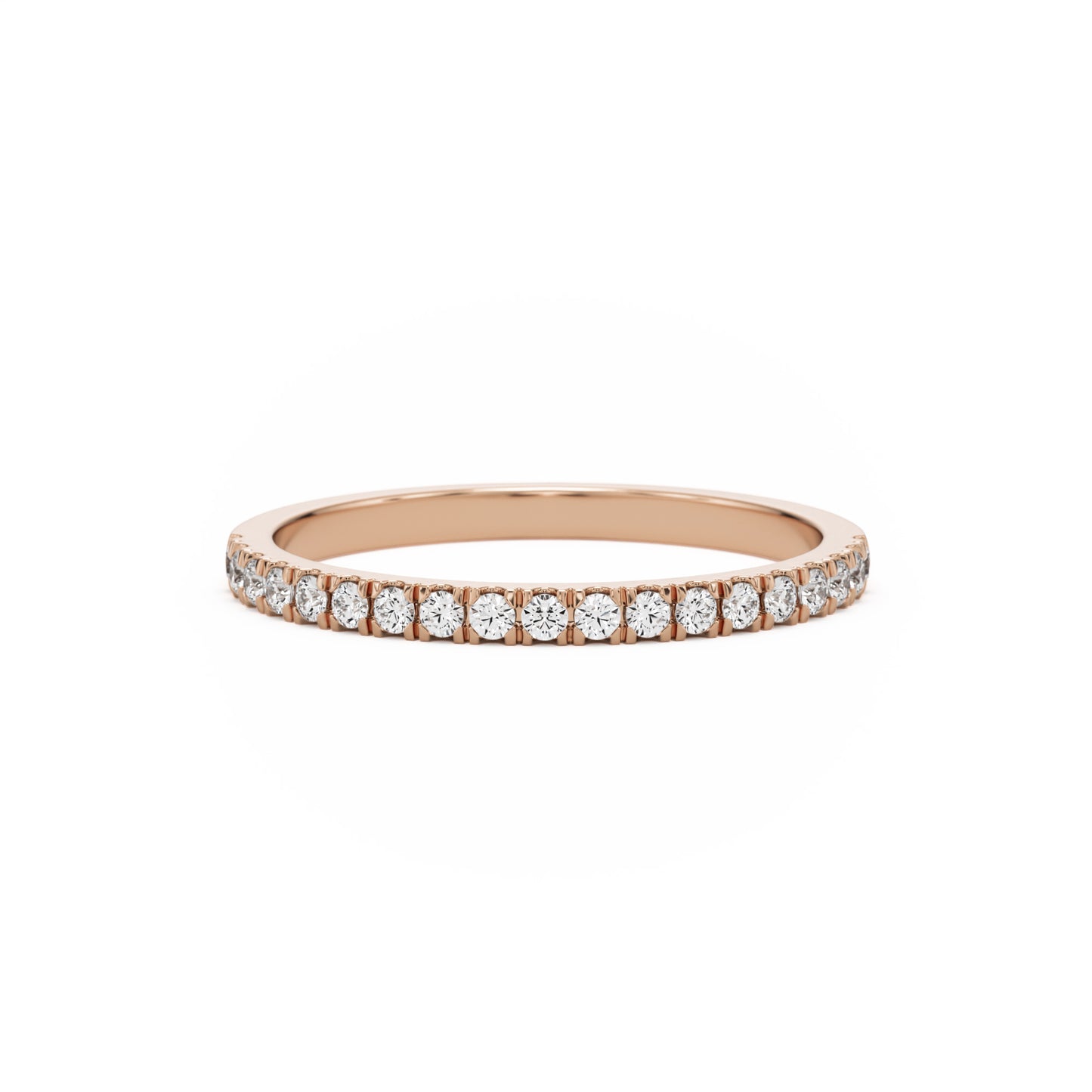 pave wedding band 14k rose gold