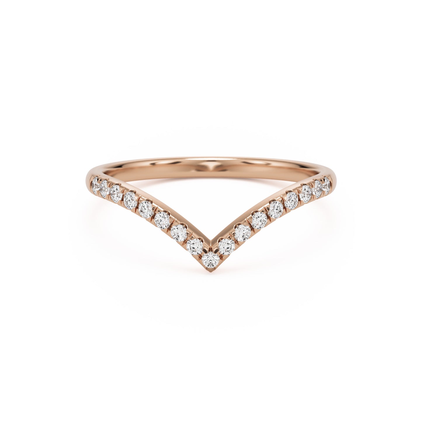 soft point pave wedding band 14k rose gold