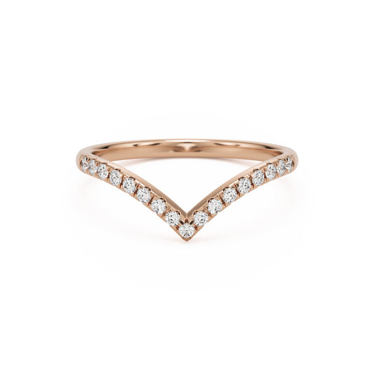 soft point pave wedding band 14k rose gold