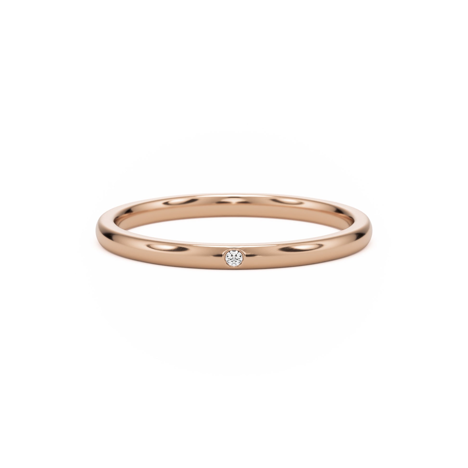 burnished wedding band 14k rose gold