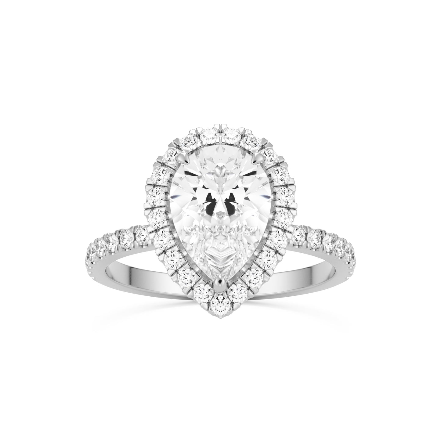 pear halo pavé 14k white gold
