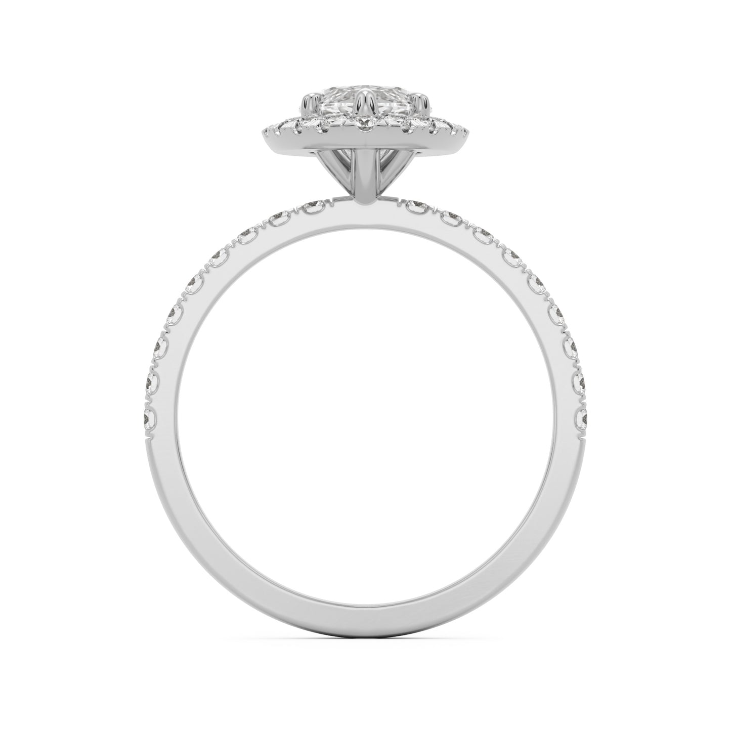 marquise moissanite halo pavé solitaire 14k white gold