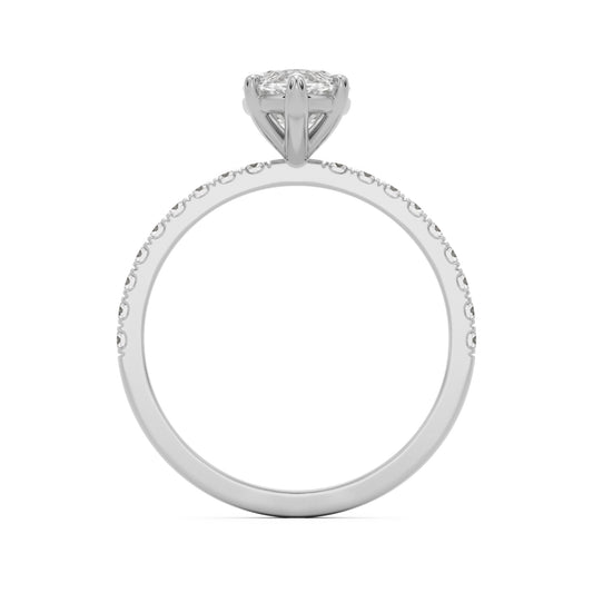 marquise moissanite pavé solitaire 14k white gold