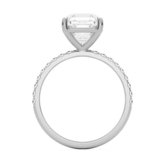 asscher pavé solitaire 14k white gold
