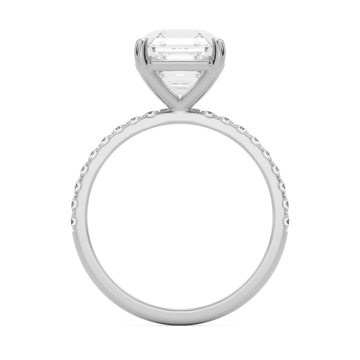 asscher pavé solitaire platinum