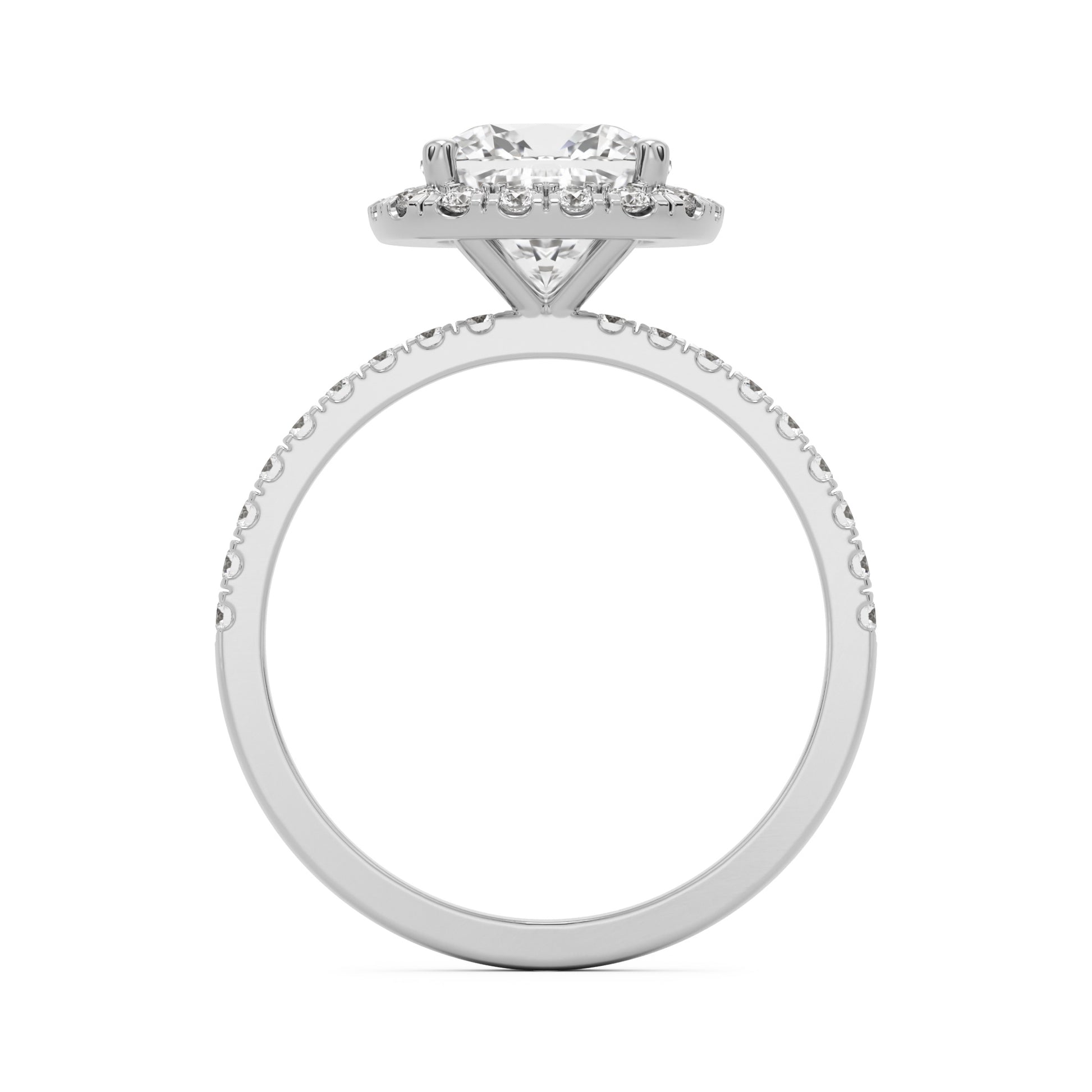 cushion halo pave 14k white gold