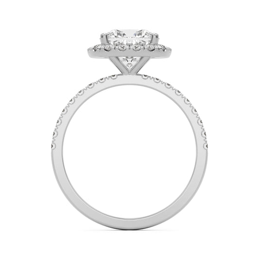 cushion halo pave 14k white gold