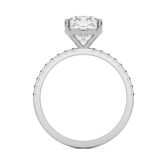 moissanite elongated cushion pavé solitaire 14k white gold