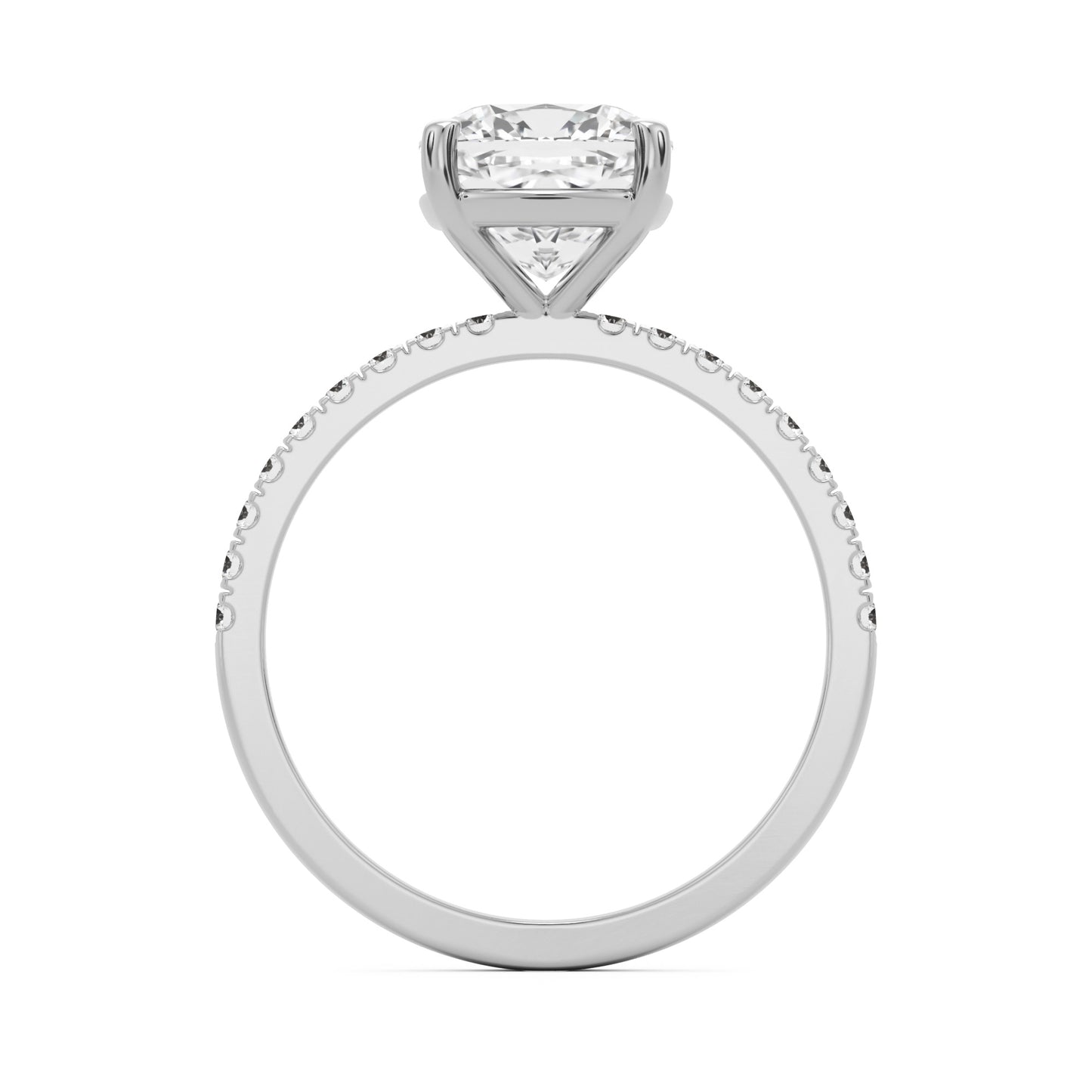moissanite elongated cushion pavé solitaire platinum